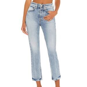 GRLFRND Slim Straight Jeans SIZE 26 Boyfriend Rigid Ankle Light Wash $195 NEW